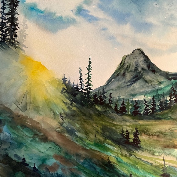 Sunset watercolor painting